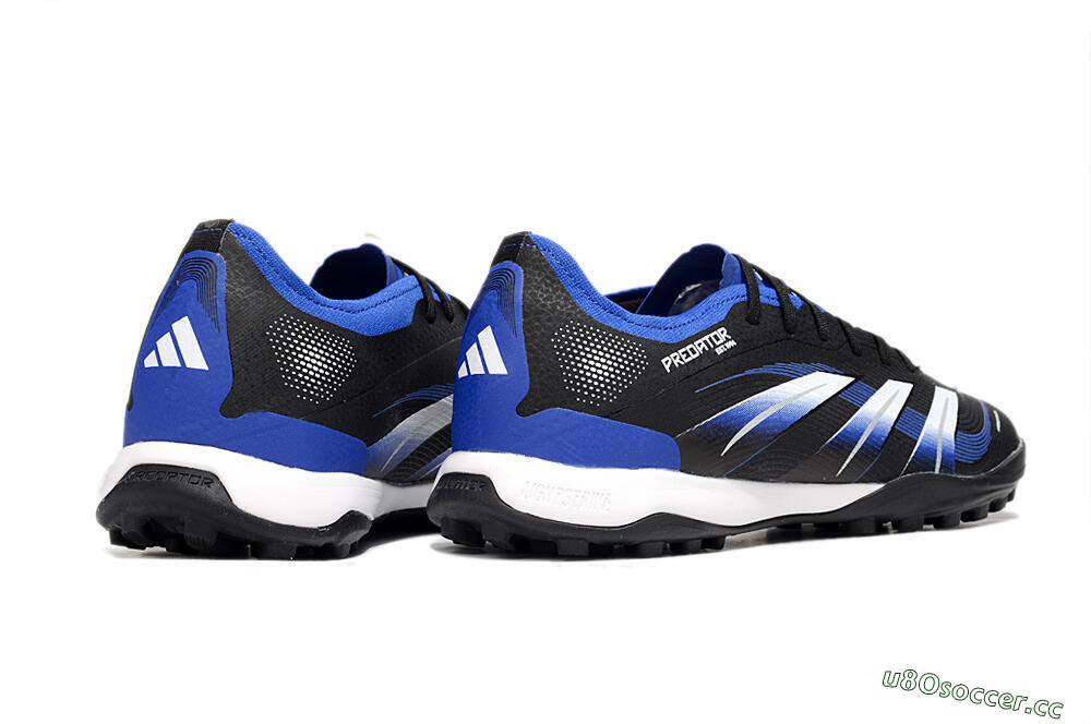 Men's Adidas Predator 25 Elite TF Artificial Turf Low-Tops Football Shoes - Black/Blue/White 6