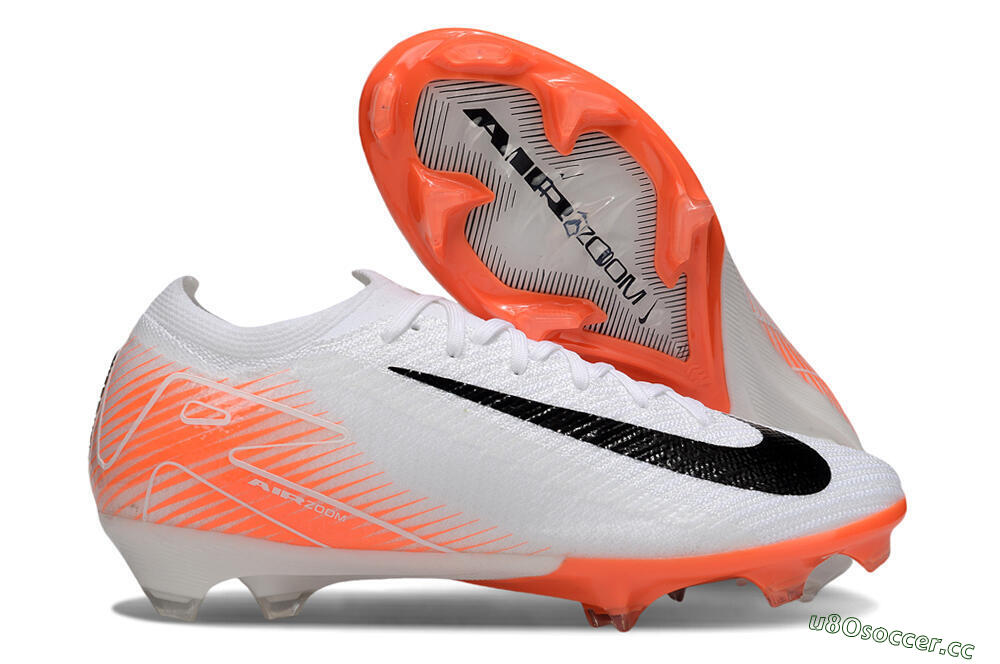 Men's Nike Air Zoom Mercurial Vapor 16 Elite FG Firm Ground Low-Tops Football Boots - White/Black/Orange 2