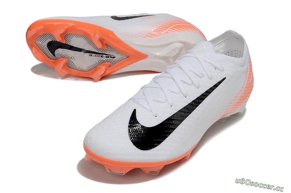 Men's Nike Air Zoom Mercurial Vapor 16 Elite FG Firm Ground Low-Tops Football Boots - White/Black/Orange 3