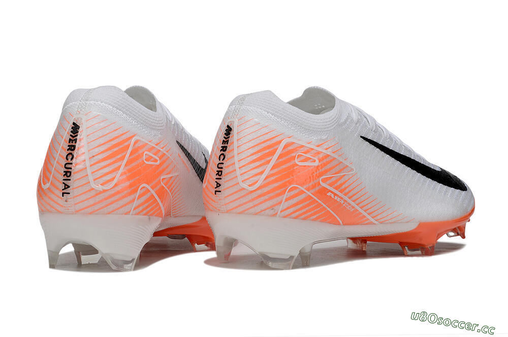 Men's Nike Air Zoom Mercurial Vapor 16 Elite FG Firm Ground Low-Tops Football Boots - White/Black/Orange 6