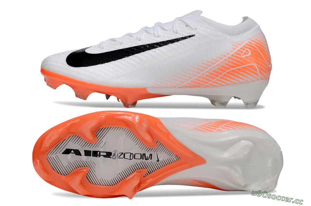 Men's Nike Air Zoom Mercurial Vapor 16 Elite FG Firm Ground Low-Tops Football Boots - White/Black/Orange 1