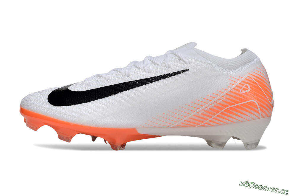 Men's Nike Air Zoom Mercurial Vapor 16 Elite FG Firm Ground Low-Tops Football Boots - White/Black/Orange 0