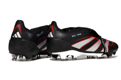 Men's Adidas Predator 25 Elite Foldover Tongue FG Firm Ground Low-Tops Football Boots - Black/Silver/Red