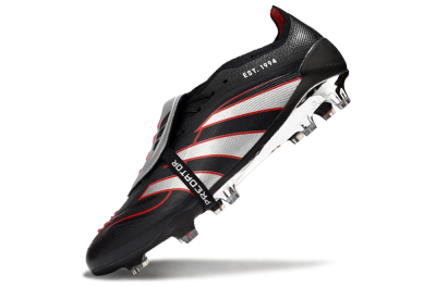Men's Adidas Predator 25 Elite Foldover Tongue FG Firm Ground Low-Tops Football Boots - Black/Silver/Red
