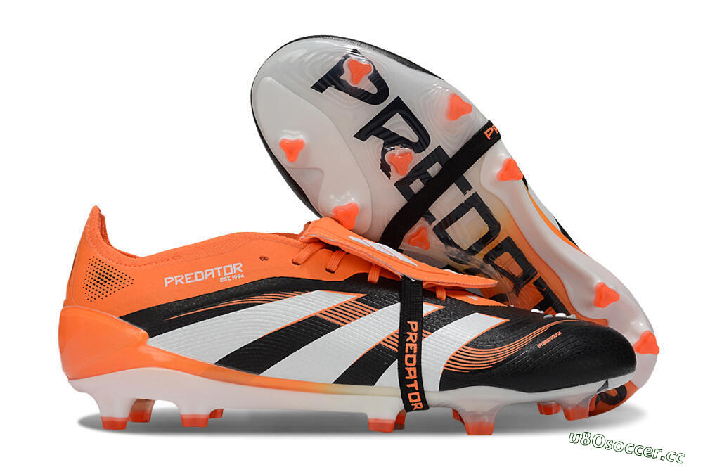 Men's Adidas Predator 25 Elite Foldover Tongue FG Firm Ground Low-Tops Football Boots - White/Black/Red 2