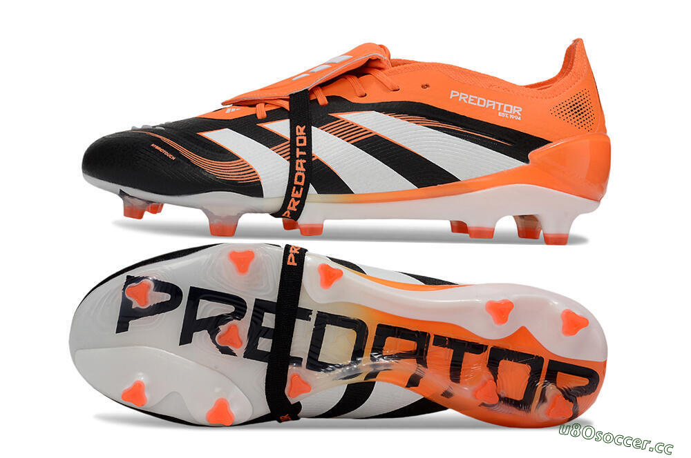Men's Adidas Predator 25 Elite Foldover Tongue FG Firm Ground Low-Tops Football Boots - White/Black/Red 1