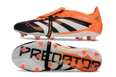 Men's Adidas Predator 25 Elite Foldover Tongue FG Firm Ground Low-Tops Football Boots - White/Black/Red