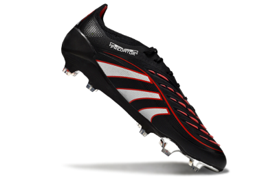 Men's Adidas Predator 25 Elite FG Firm Ground Low-Tops Football Boots - Black/Silver/Red