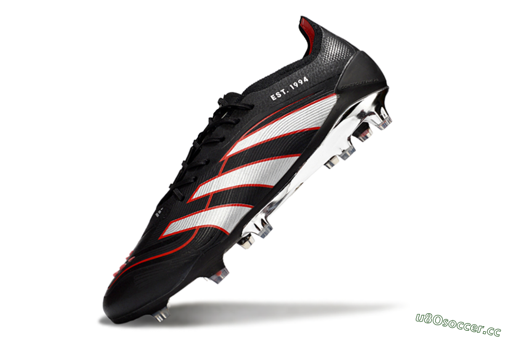 Men's Adidas Predator 25 Elite FG Firm Ground Low-Tops Football Boots - Black/Silver/Red 5