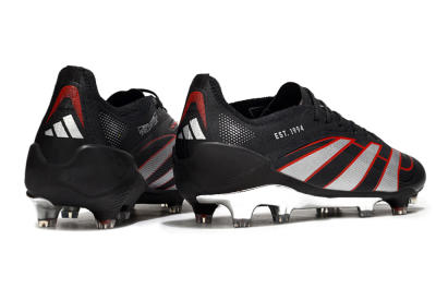 Men's Adidas Predator 25 Elite FG Firm Ground Low-Tops Football Boots - Black/Silver/Red