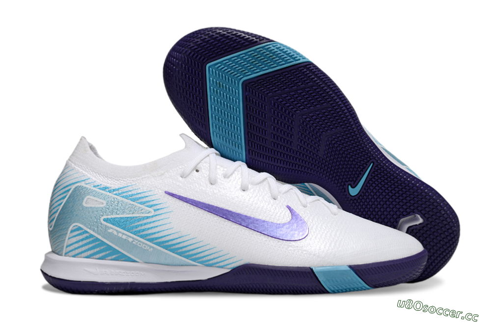Men's Nike Air Zoom Mercurial Vapor 16 Elite IC Indoor & Futsal Low-Tops Football Shoes - White/Purple/Pink 2
