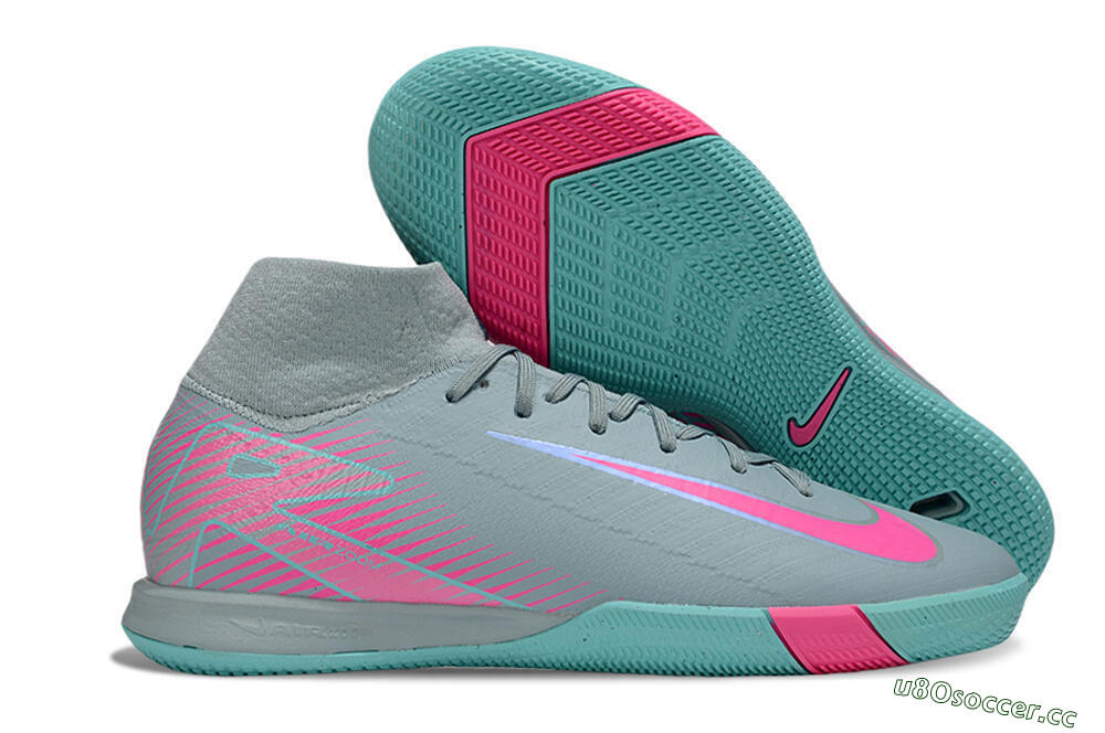 Men's Nike Air Zoom Mercurial Superfly 10 Elite IC Indoor & Futsal High-Tops Football Shoes - Jade/Pink 2