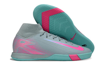 Men's Nike Air Zoom Mercurial Superfly 10 Elite IC Indoor & Futsal High-Tops Football Shoes - Jade/Pink