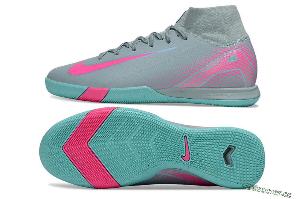 Men's Nike Air Zoom Mercurial Superfly 10 Elite IC Indoor & Futsal High-Tops Football Shoes - Jade/Pink 1