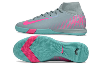 Men's Nike Air Zoom Mercurial Superfly 10 Elite IC Indoor & Futsal High-Tops Football Shoes - Jade/Pink