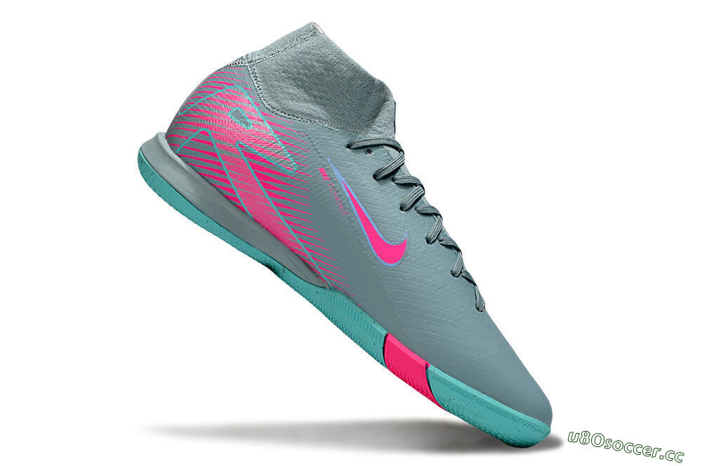 Men's Nike Air Zoom Mercurial Superfly 10 Elite IC Indoor & Futsal High-Tops Football Shoes - Jade/Pink 4