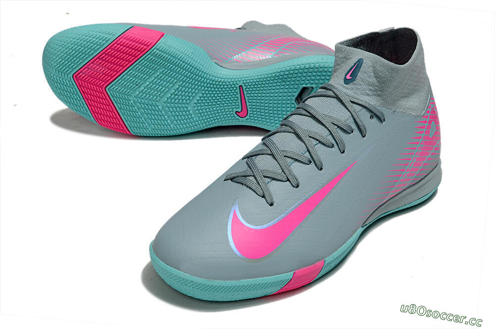 Men's Nike Air Zoom Mercurial Superfly 10 Elite IC Indoor & Futsal High-Tops Football Shoes - Jade/Pink 3