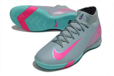 Men's Nike Air Zoom Mercurial Superfly 10 Elite IC Indoor & Futsal High-Tops Football Shoes - Jade/Pink