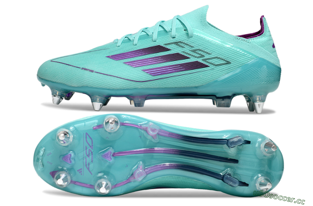 Men's Adidas F50 Elite SG Soft Ground Low-Tops Football Boots - Jade/Purple 1