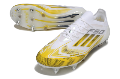 Men's Adidas F50 Elite SG Soft Ground Low-Tops Football Boots - White/Yellow