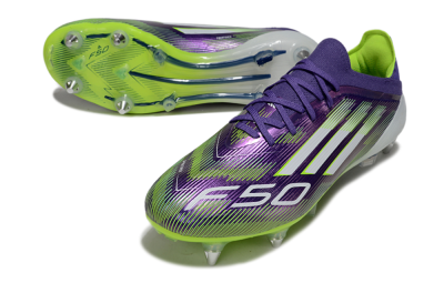 Men's Adidas F50 Elite SG Soft Ground Low-Tops Football Boots - Purple/White/Yellow