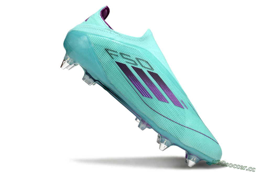 Men's Adidas F50 Elite Laceless SG Soft Ground Low-Tops Football Boots - Jade/Purple 4