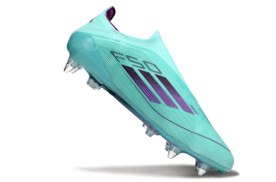 Men's Adidas F50 Elite Laceless SG Soft Ground Low-Tops Football Boots - Jade/Purple