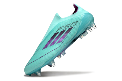 Men's Adidas F50 Elite Laceless SG Soft Ground Low-Tops Football Boots - Jade/Purple