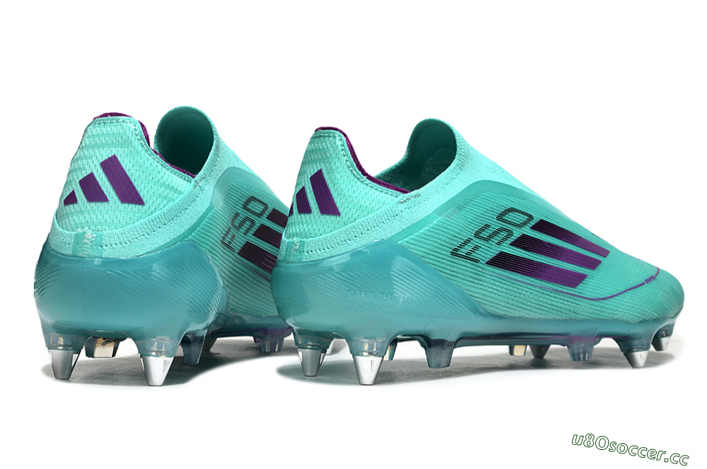 Men's Adidas F50 Elite Laceless SG Soft Ground Low-Tops Football Boots - Jade/Purple 6