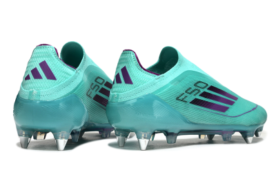 Men's Adidas F50 Elite Laceless SG Soft Ground Low-Tops Football Boots - Jade/Purple