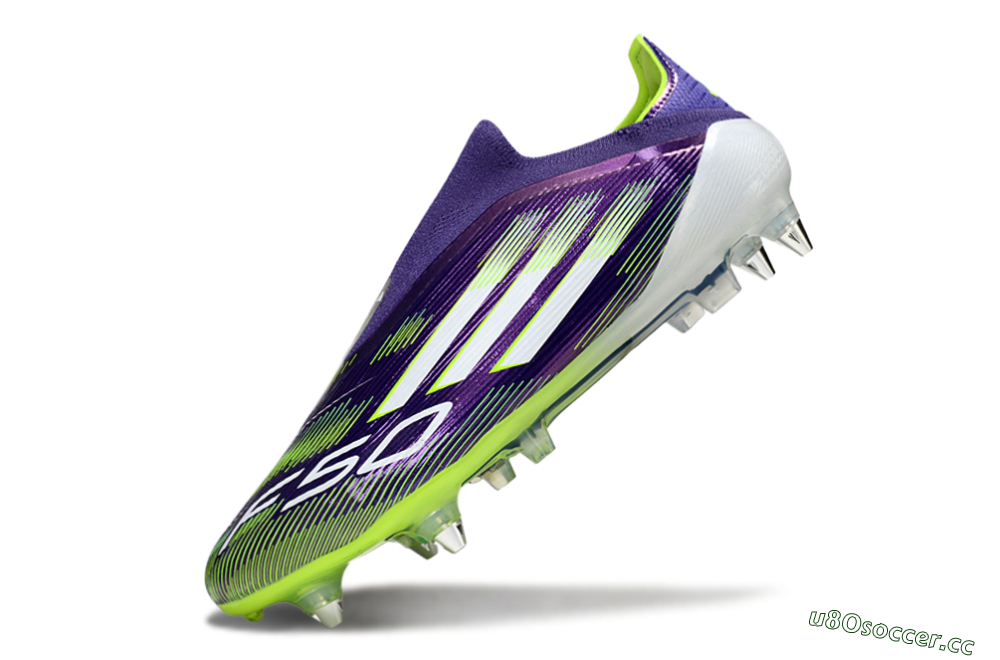 Men's Adidas F50 Elite Laceless SG Soft Ground Low-Tops Football Boots - Purple/White/Yellow 5