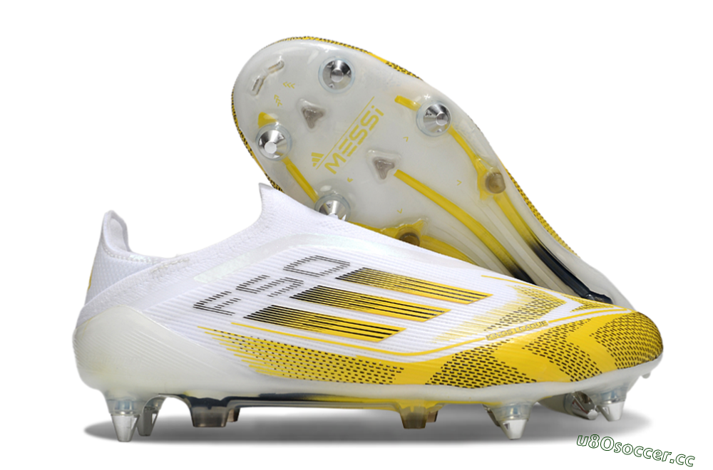 Men's Adidas F50 Elite Laceless SG Soft Ground Low-Tops Football Boots - White/Yellow 2