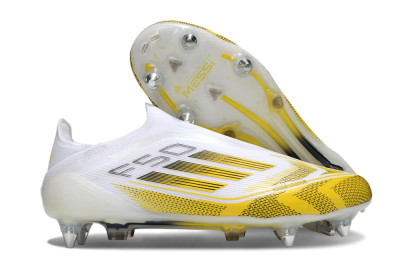 Men's Adidas F50 Elite Laceless SG Soft Ground Low-Tops Football Boots - White/Yellow