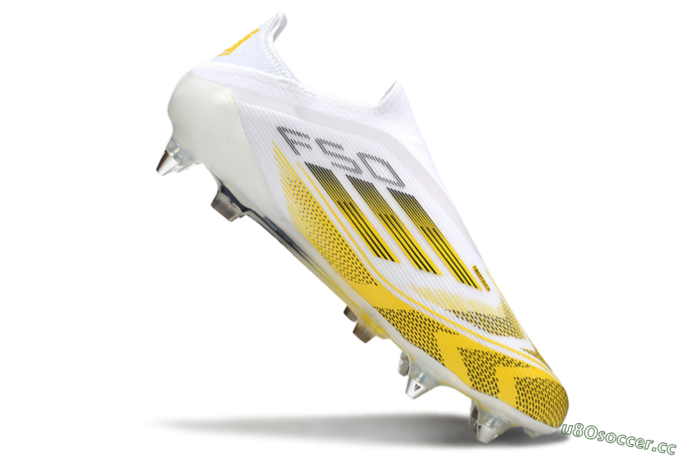 Men's Adidas F50 Elite Laceless SG Soft Ground Low-Tops Football Boots - White/Yellow 4