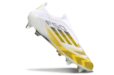 Men's Adidas F50 Elite Laceless SG Soft Ground Low-Tops Football Boots - White/Yellow