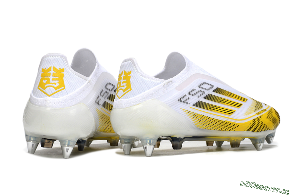 Men's Adidas F50 Elite Laceless SG Soft Ground Low-Tops Football Boots - White/Yellow 6