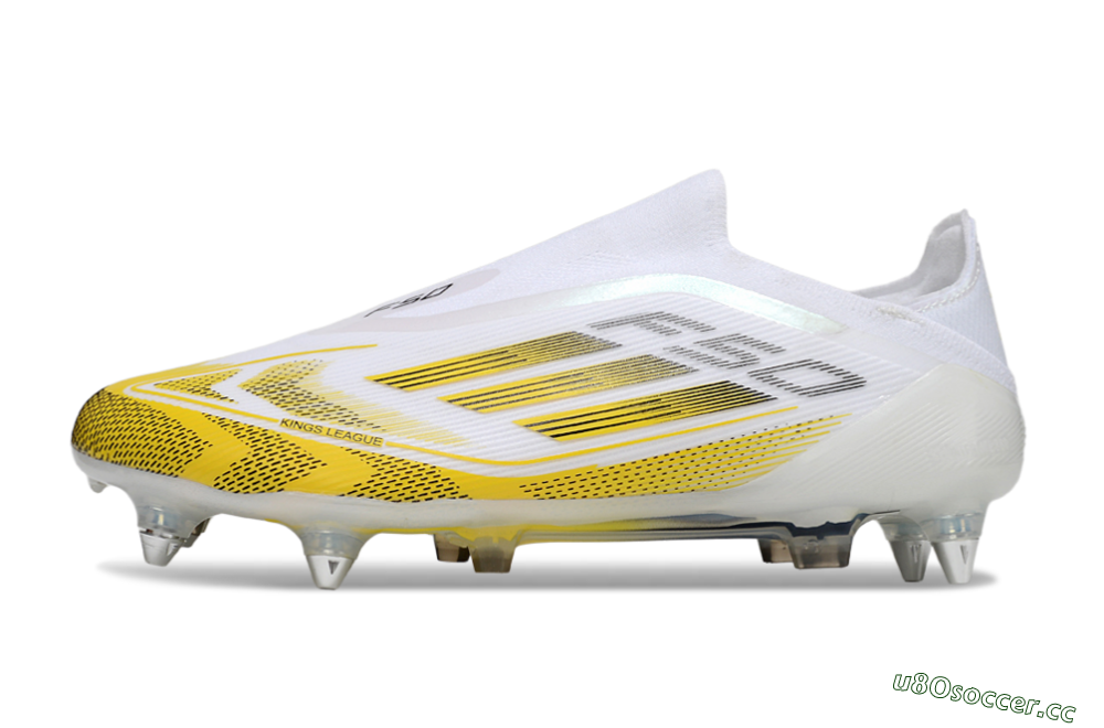 Men's Adidas F50 Elite Laceless SG Soft Ground Low-Tops Football Boots - White/Yellow 0