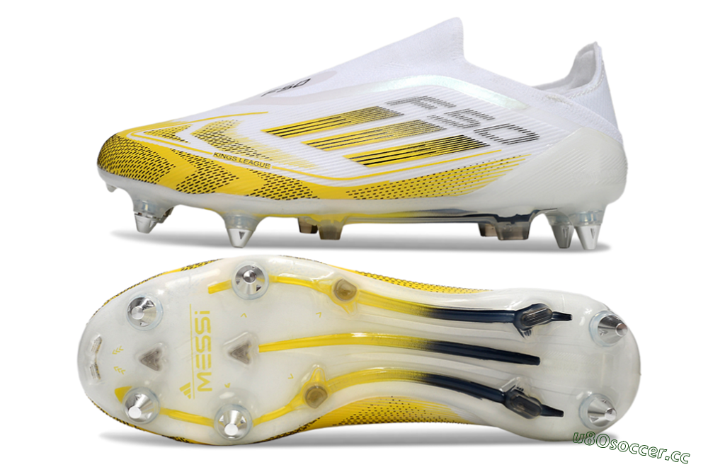 Men's Adidas F50 Elite Laceless SG Soft Ground Low-Tops Football Boots - White/Yellow 1