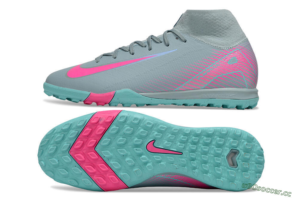 Unisex Nike Air Zoom Mercurial Superfly 10 Elite TF Artificial Turf High-Tops Football Shoes - Jade/Pink 2