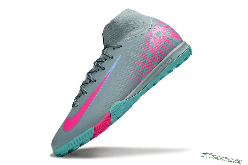 Unisex Nike Air Zoom Mercurial Superfly 10 Elite TF Artificial Turf High-Tops Football Shoes - Jade/Pink 4