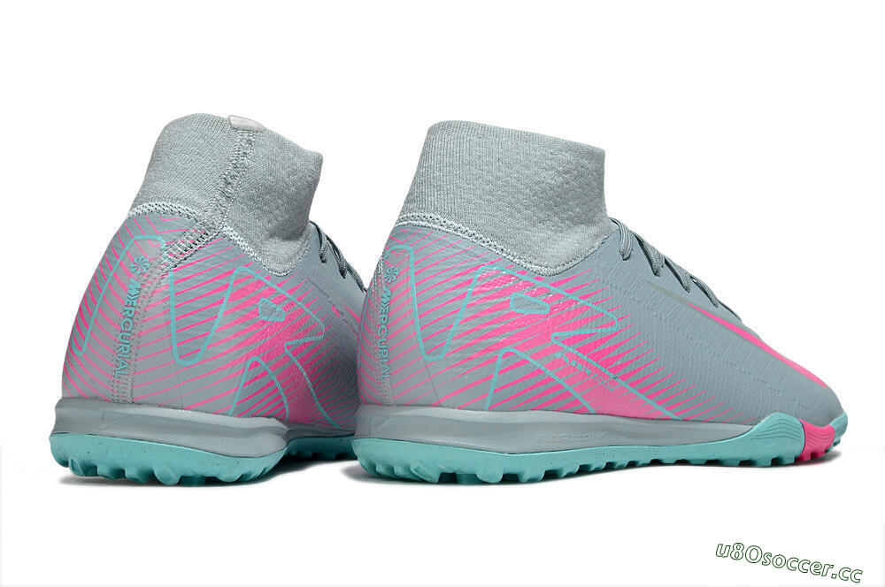 Unisex Nike Air Zoom Mercurial Superfly 10 Elite TF Artificial Turf High-Tops Football Shoes - Jade/Pink 5