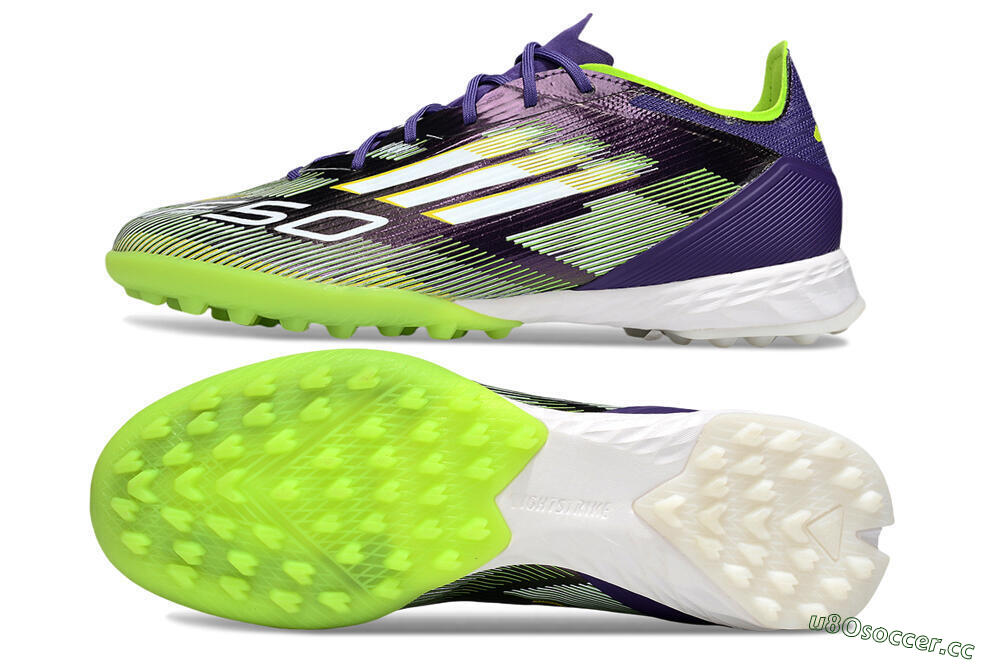 Men's Adidas F50 Pro TF Artificial Turf Low-Tops Football Shoes - Purple/White/Yellow 1