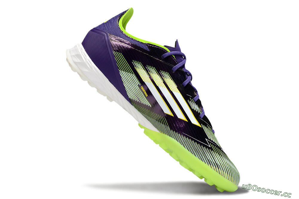 Men's Adidas F50 Pro TF Artificial Turf Low-Tops Football Shoes - Purple/White/Yellow 4