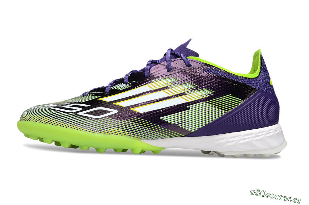 Men's Adidas F50 Pro TF Artificial Turf Low-Tops Football Shoes - Purple/White/Yellow 0