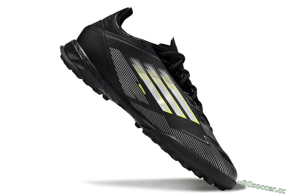 Men's Adidas F50 Pro TF Artificial Turf Low-Tops Football Shoes - Black/White/Yellow 4