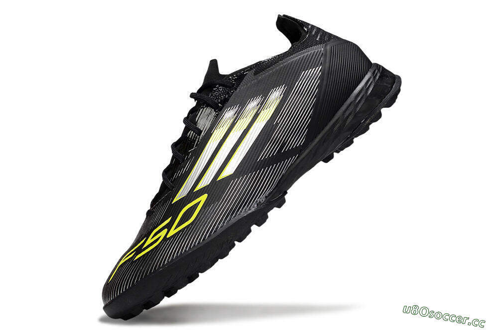 Men's Adidas F50 Pro TF Artificial Turf Low-Tops Football Shoes - Black/White/Yellow 5
