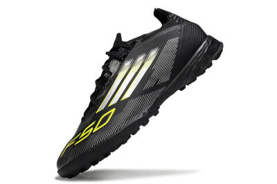 Men's Adidas F50 Pro TF Artificial Turf Low-Tops Football Shoes - Black/White/Yellow