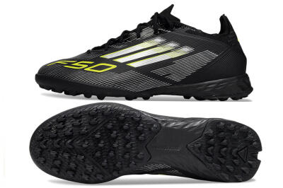 Men's Adidas F50 Pro TF Artificial Turf Low-Tops Football Shoes - Black/White/Yellow