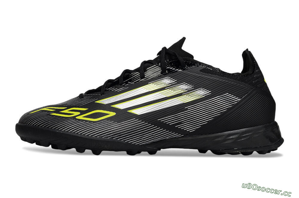 Men's Adidas F50 Pro TF Artificial Turf Low-Tops Football Shoes - Black/White/Yellow 0