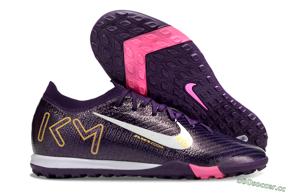 Men's Nike Air Zoom Mercurial Vapor 16 Elite TF Artificial Turf Low-Tops Football Shoes - Purple/White/Gold 2